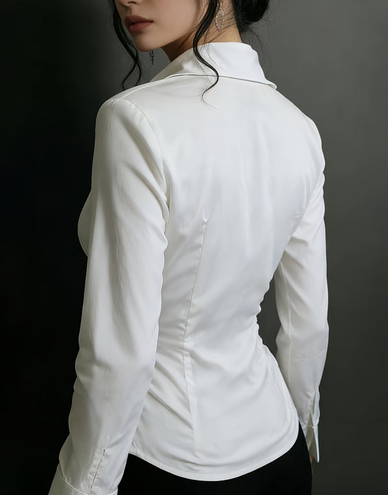 Elegant And Fashionable Womens Shirt With A Deep V-neck Design
