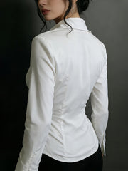 Elegant And Fashionable Womens Shirt With A Deep V-neck Design